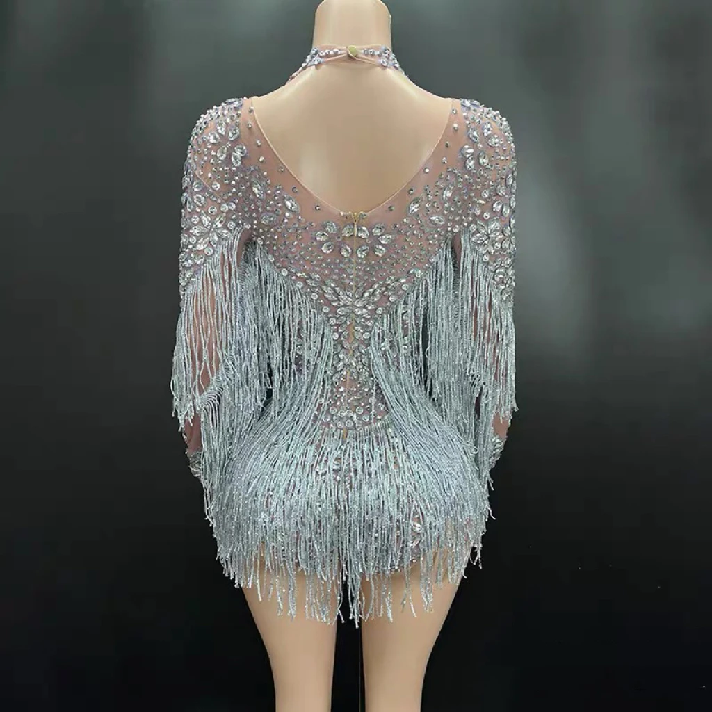 ยุโรปและอเมริกาเซ็กซี่มุมมองประกายพู่ฤดูใบไม้ร่วงแฟชั่นชุดเต้นรําละตินชุดบาร์ผู้หญิง DS performa