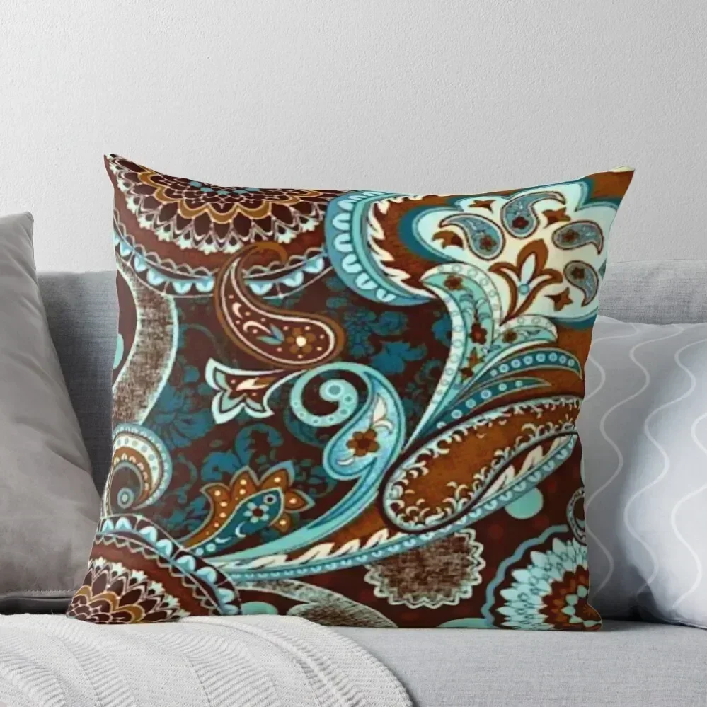 

Turquoise Brown Vintage Paisley Throw Pillow Pillow Case Christmas sleeping pillows pillowcases for sofa cushions pillow