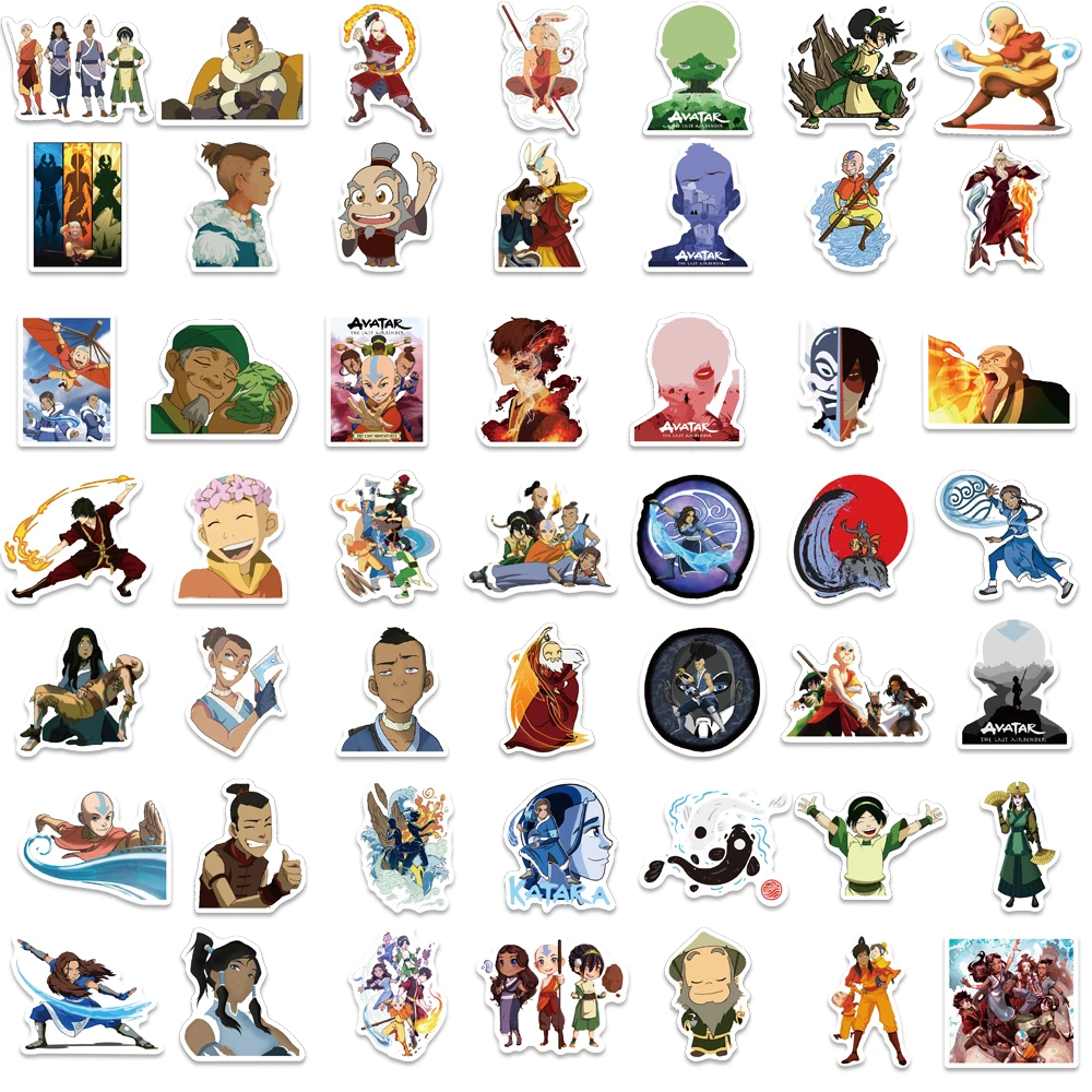 50/100PCS Avatar ostatni Airbender naklejki Anime Cartoon naklejka zabawna wodoodporna DIY na bagaż na laptopa deskorolka dla dzieci