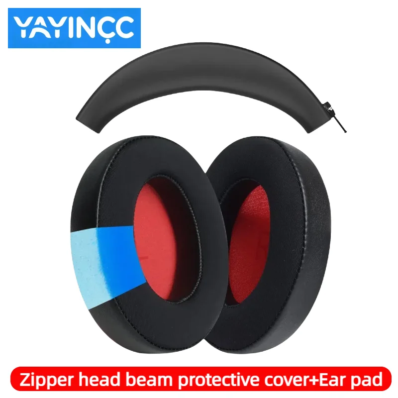 YAYINCC Replacement Ear Pads + Silicone zipper head beam protective cover for 1MORE SonoFlow Pro SE HQ51 HC905 HQ30 headset — zdjęcie produktu 4