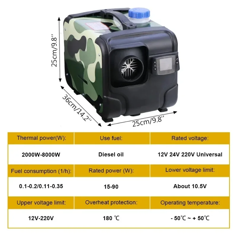 Webasto Dry Low Noise Car Heater Air Diesel Heater 8KW 12V 24V Parking Heater Diesel Autonomous Auxiliary Heating Fuel-operated