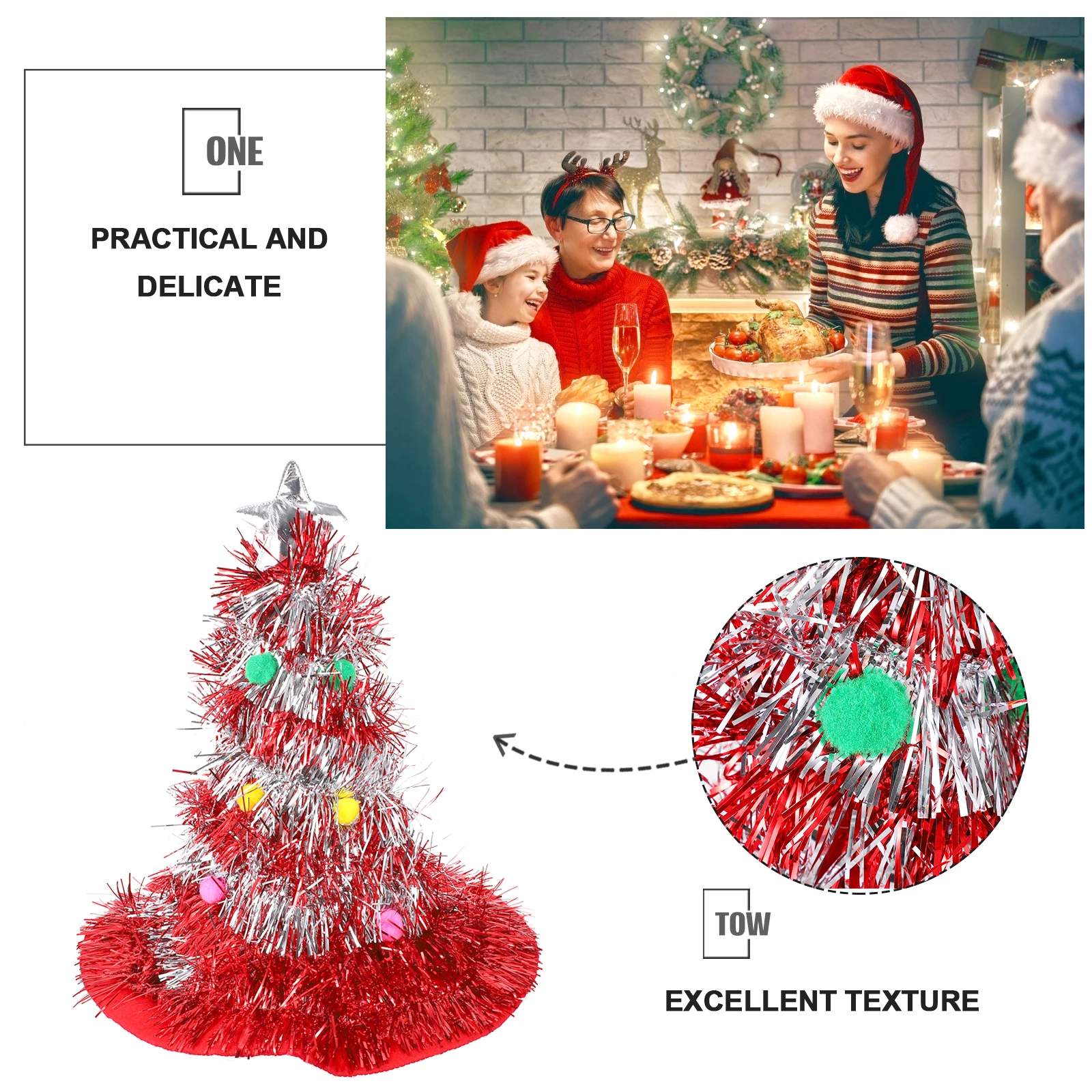 

1Pcs Christmas Hat Nonwovens Tree Shape Flashing Xmas Party Hat Festival Prop Glowing Accessory Christmas Costume