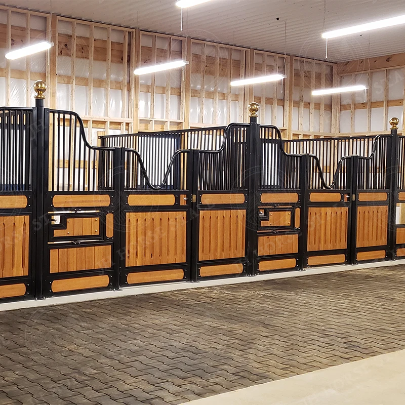 

JH outdoor fancy prefabricated bamboo wooden horse box stable panels equipment luxury for horses