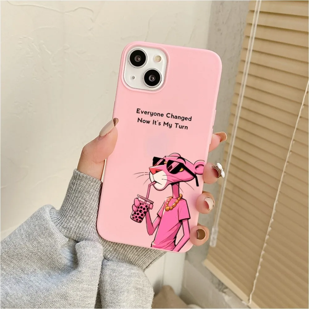 P-pink P-panther-pp Cartoon Phone Case For Iphone 11 13 14 Pro Max X Xr Xs Max Se2020 12mini Pink Cover Case