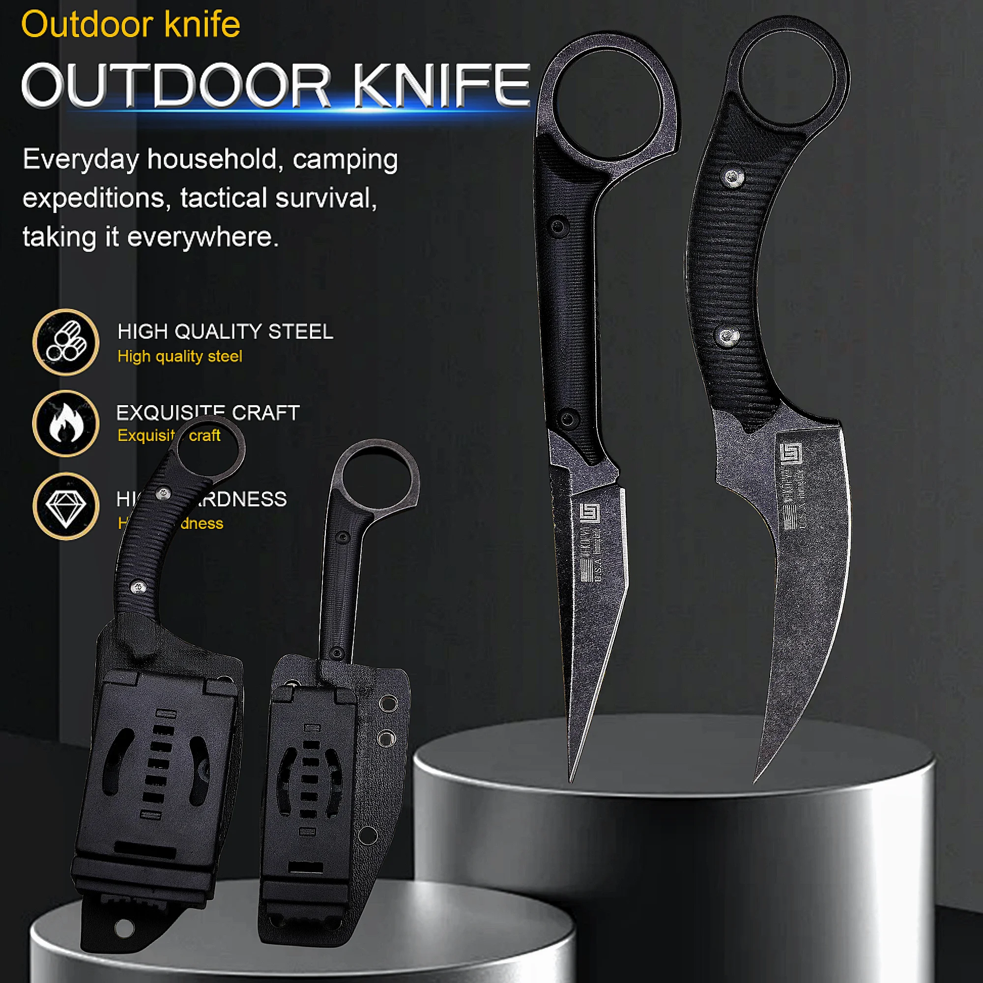 

Универсальный прямой нож из стали D2 для повседневного использования, Походный нож для выживания, подходит для рыбалки, путешествий, вождения, экспресс