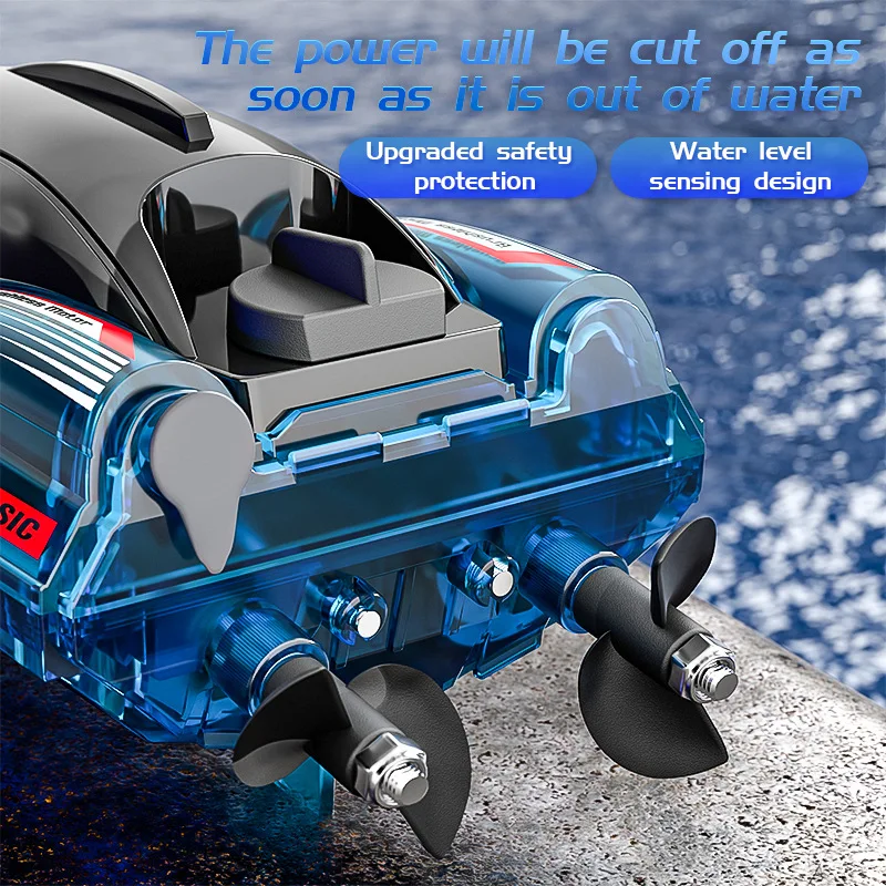 Remote Control Boat S25 Dual Brushless Motor Tumbling Stunt Colorful Lights Waterproof Water Level Sensing For Lakes