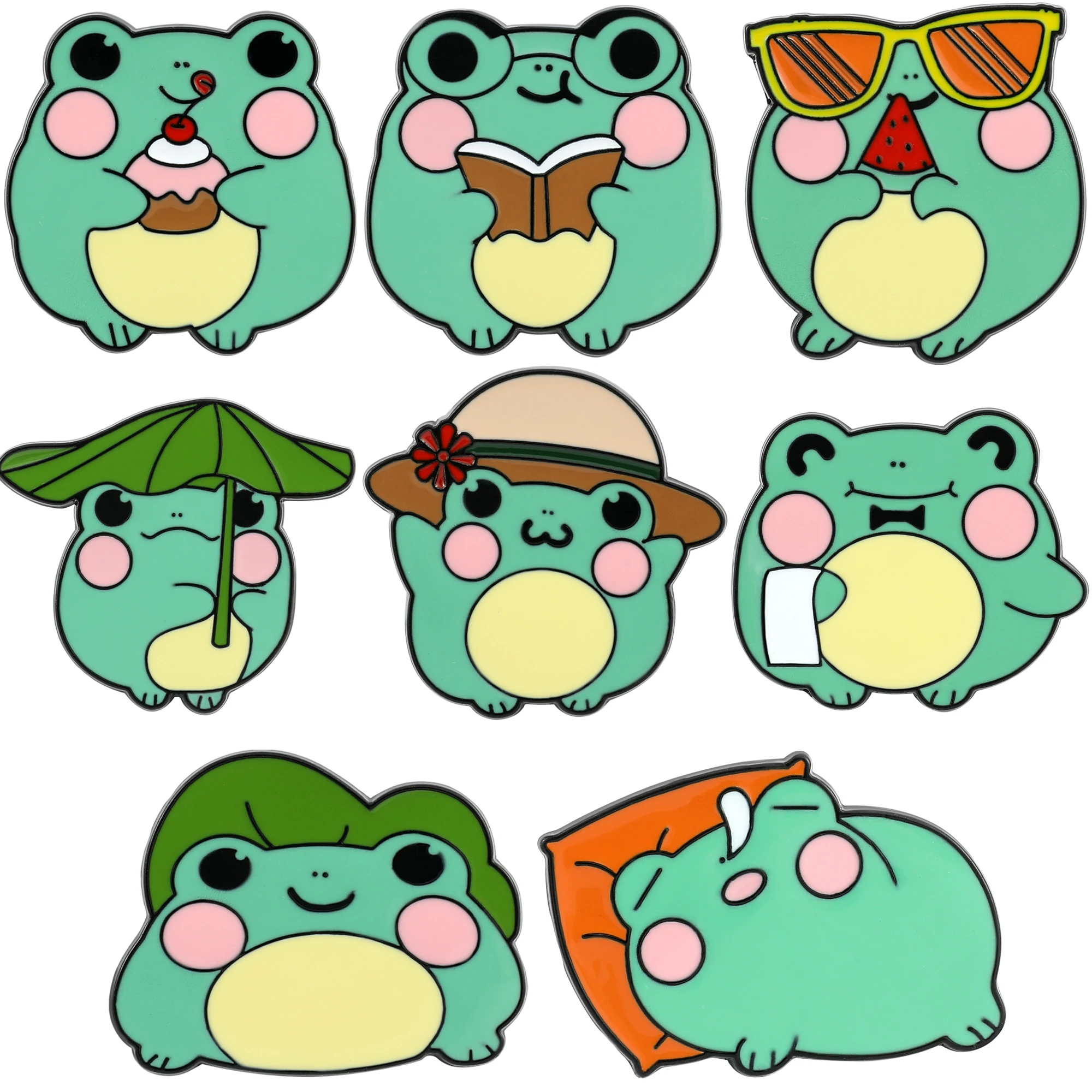 Épingle en émail grenouille mignonne, broches d'animaux Kawaii, insigne de dessin animé de revers de sac, bijoux sympas, cadeaux pour un ami, vente en gros