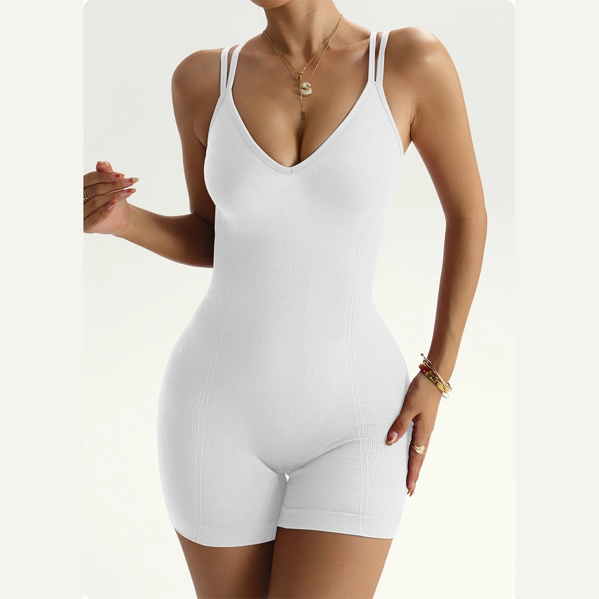 2026 New Summer Women Yoga Bodysuit Double Strap Sleeveless Romper Breathable Fitness Gym Jumpsuit