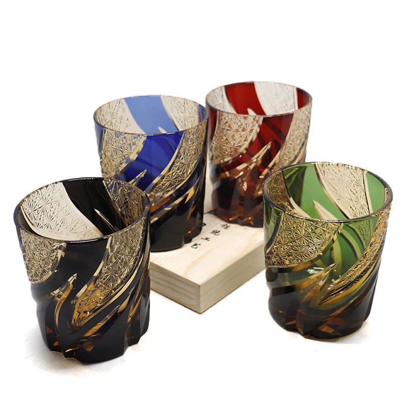 240 ml 8.5 oz Handcrafts Whiskey Glass Tumbler Multi-colored Old Fashioned Glass In Gift Box