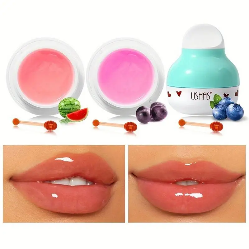 Bálsamo labial para el cuidado de los labios, Gel de gelatina Chapstick con extracto de fruta Natural para exfoliante, cuidado de la piel de los labios, previene labios secos y agrietados