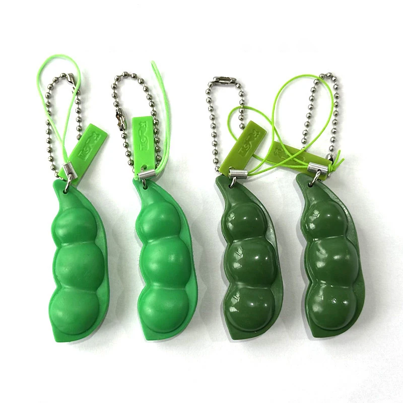 5Pcs Cartoon Cute Squeeze Pea Pinch Toy Pendant Fun Venting Peas Decoration Chain Children Creative Squeeze Peas Small Toys Gift