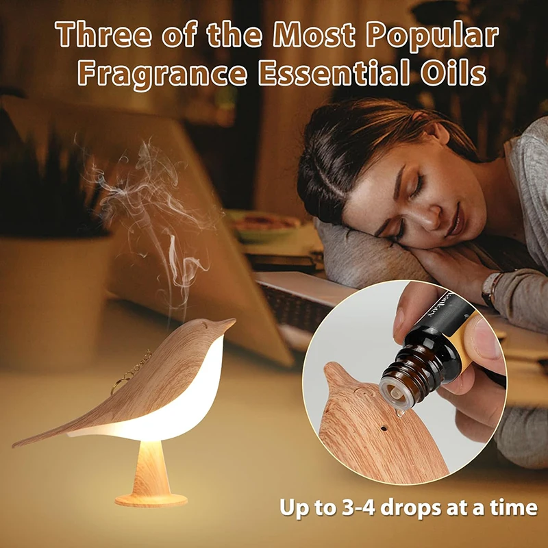 Wooden Bird Night Light Touch Control Modern Simple Magpie LED Bedside Lamp Small Cordless Bedroom Table Reading Lamp Home Decor