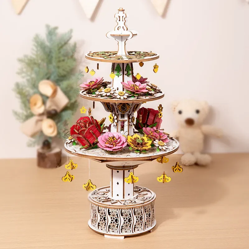 Ruoke Secret Realm Cello Music Box DIY Handmade Kit Wooden Mechanical Ornament Creative Birthday Gift for Girlfriend Women