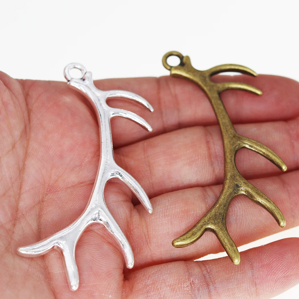 5PCS Antlers Charms Antique Sliver Plated Antique Bronze Color Charm Pendant For Bracelet Jewelry Findings