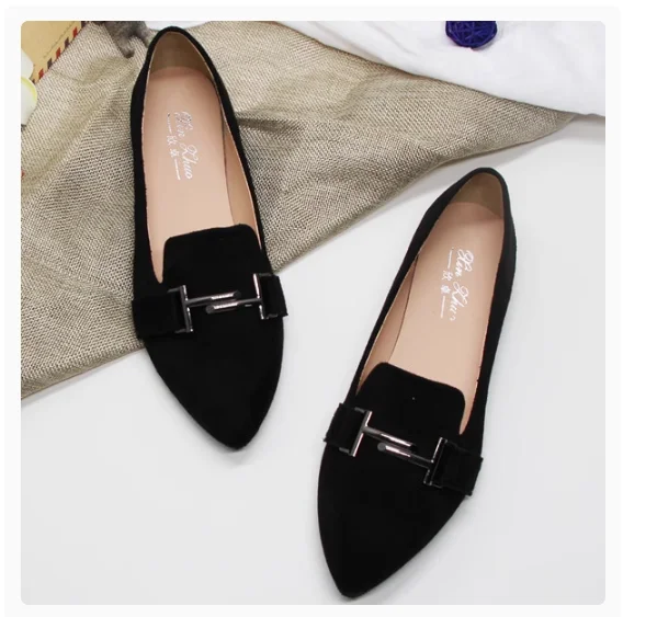 Korean version of spring and autumn flat heel ladle shoes women point head lazy single shoes big size 41-43-44 small size 31-32-