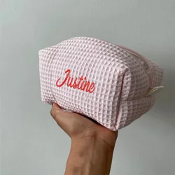 Custom Embroidery Name New Cosmetic Bag Women's Corduroy Storage Bag Travel Wash Bag Personalized Birthday Gift Toiletry Bags
