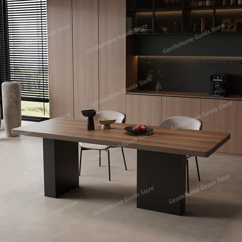 

New Rock Dining Table Features Antique Style Modern Simplicity Walnut Wood Table Multifunctional Furniture Dinning Table Mesa