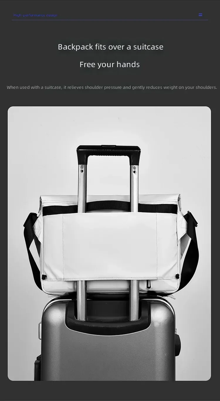 Große Umhängetasche mit viel Stauraum, wasserdichte Messenger-Tasche, mit Magnetverschluss, Handtasche für Laptops, ideal für Studenten und Männer. – Detail 13