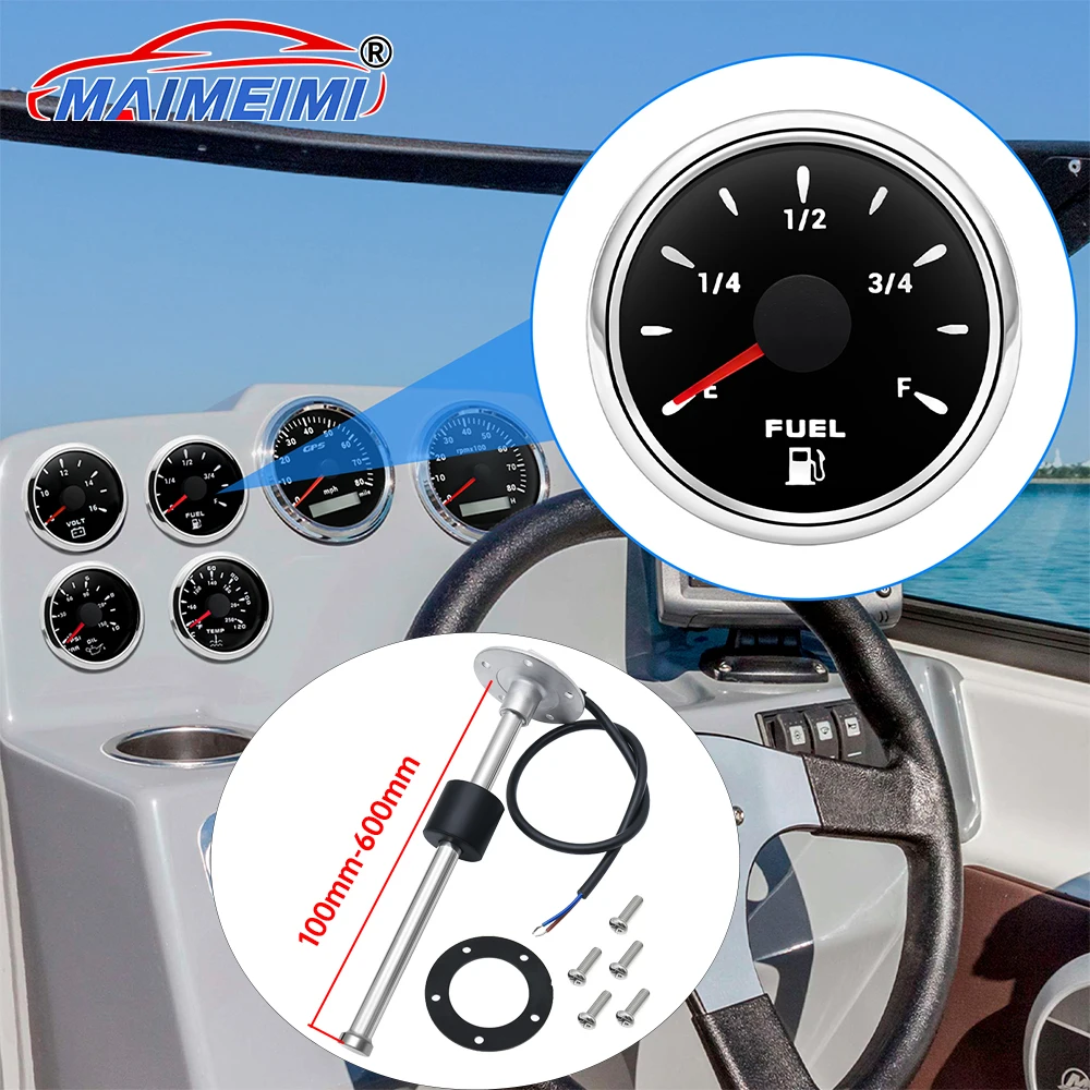 

﻿ 0-190ohm Auto Digital Fuel Level Gauge+100-600MM Oil Tank Level Sensor 7 Color Backlight Digital car gauge Waterproof