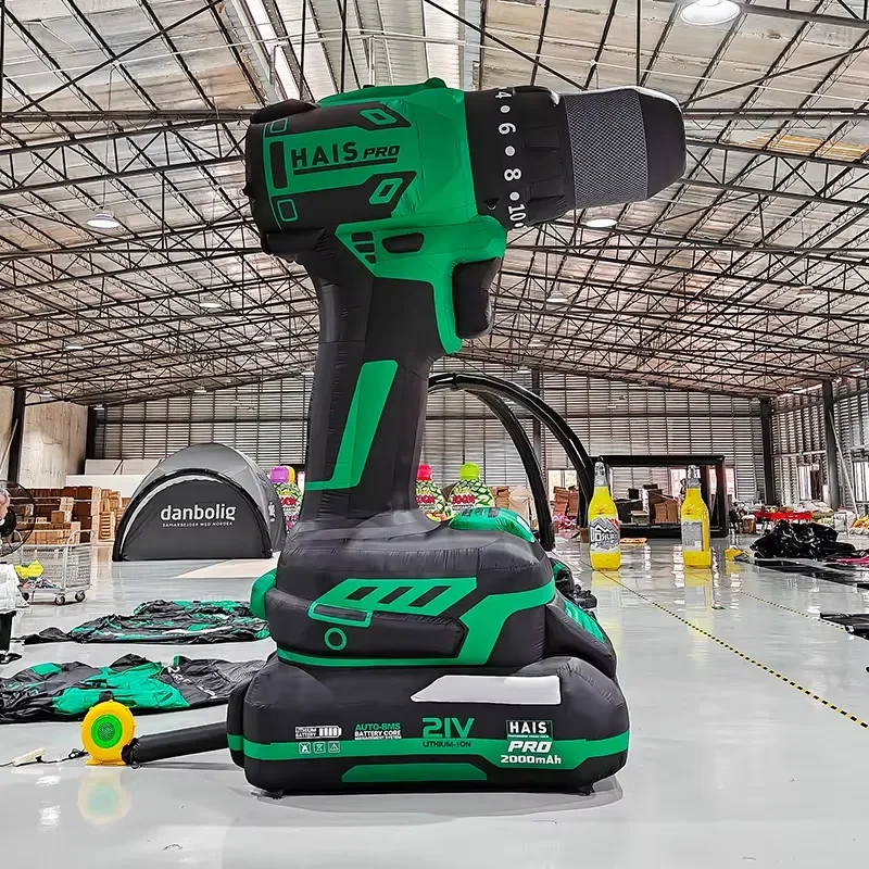 Advertising Giant Inflatable Electric Drill Model Custom Brand Logo Product Printing Display for Outdoor Events Promotion