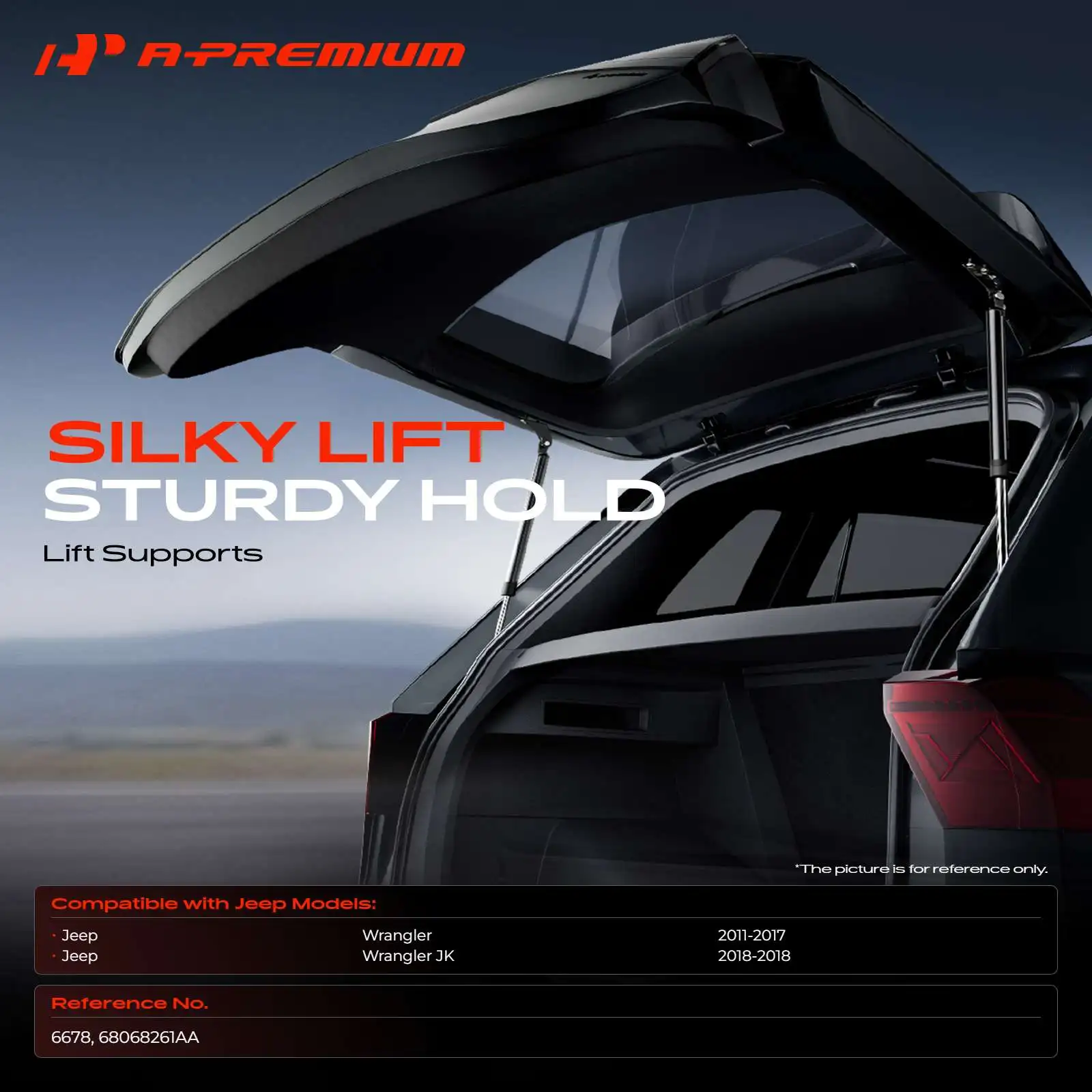 A-Premium 2Pcs Rear Window Lift Supports Shocks Struts for Jeep Wrangler 2011-2017 Wrangler JK 2018