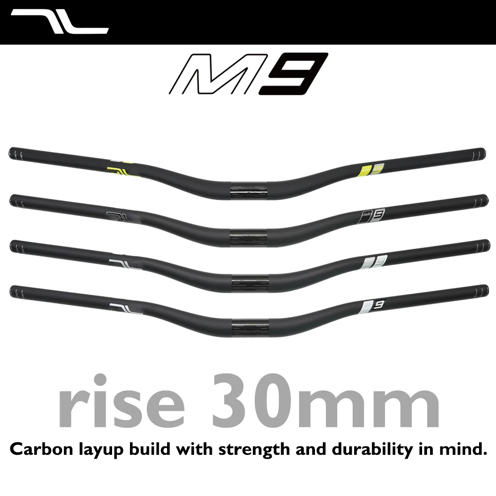 

M9 31.8mm Carbon Fiber MTB Handlebar 800mm Width 30/50mm Rise Ergonomic Design for DH FR Trail Cycling Lightweight Durable