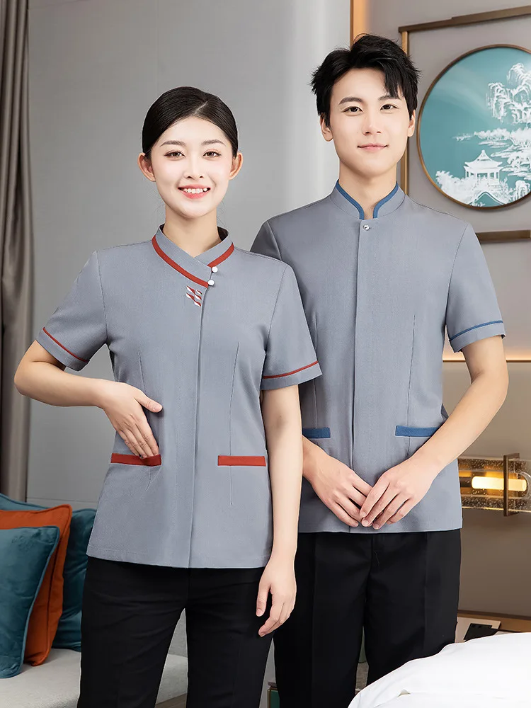 Hotel Cleaning Work Clothes Short Sleeve Female Housekeeping Hotel Guest Room Shopping Mall Cleaner Aunt Property Summer Suit