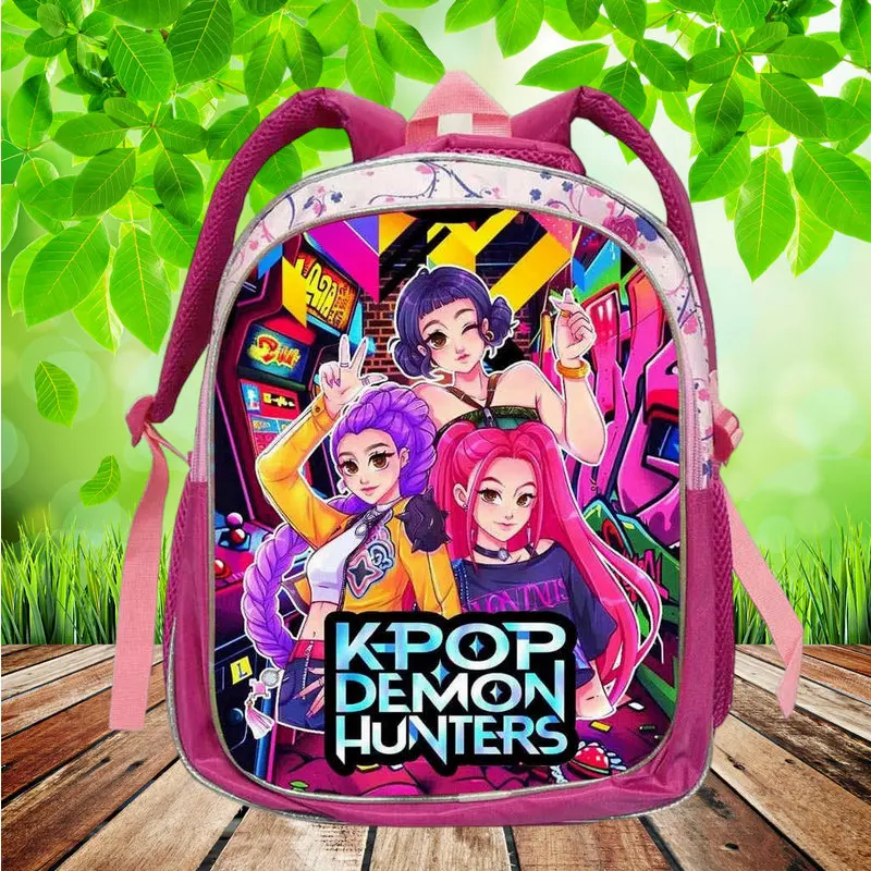 

KPop Demon Hunters Backpack Pink Princess Kids Rumi Mira Zoey HUNTR/X Saja Boys Lovely Schoolbag for Girls Mochila Bolsa