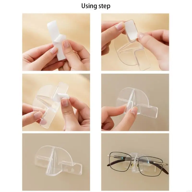 Conjunto 270D 8 suportes adesivos transparentes inovadores formato nariz para exibição segura óculos no banheiro,