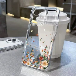 Flower Soft Clear Phone Case For iPhone 11 Case iPhone 14 13 12 15 Pro Max XR XS X 7 8 Plus SE Shockproof Cover Silicone Fundas