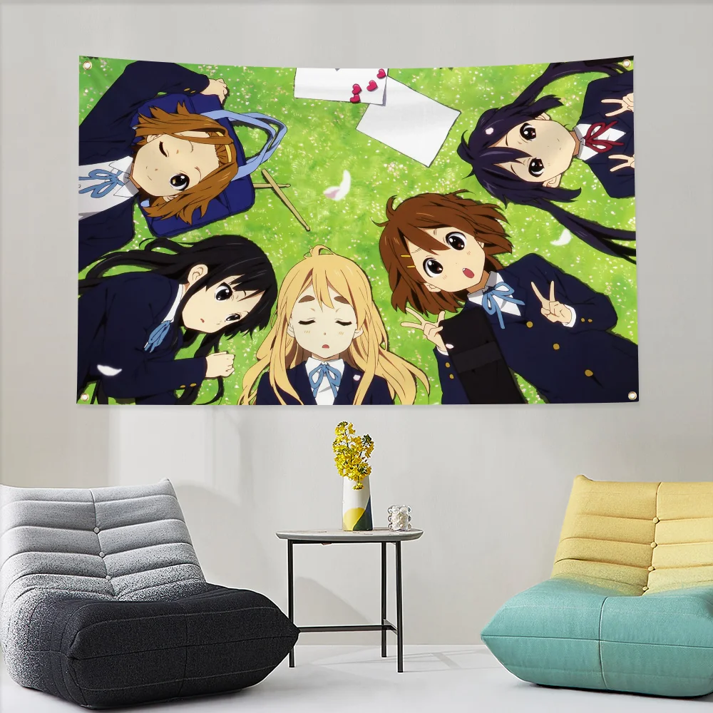 Anime K-ON Tapestry Flag to Hang Hirasawa Yui Fall Decor Home Garden Flag Flags for Bedrooms Outdoor Custom Decoration Banners