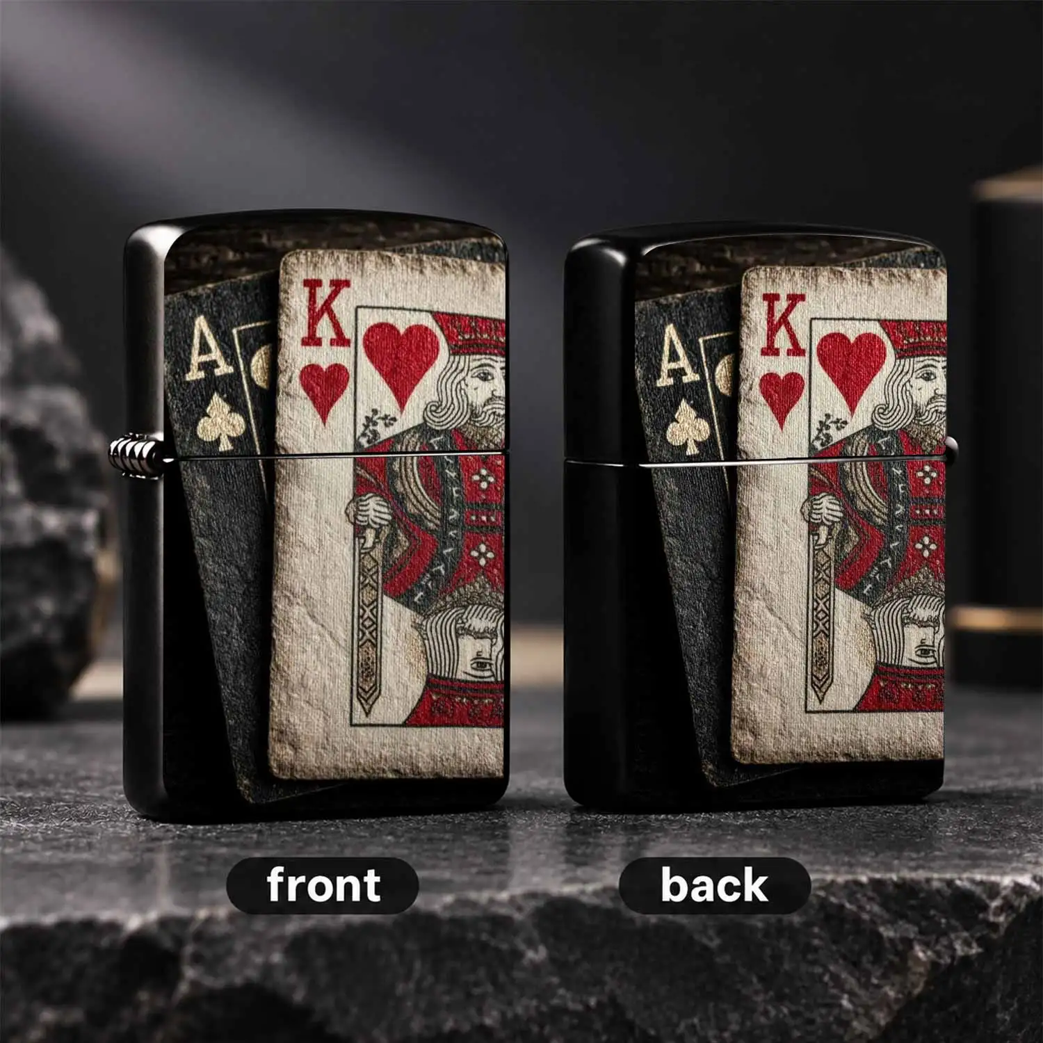 Vintage Playing Card Pattern Lighter, King Of Hearts Ace Of Clubs Retro Distinctive Design, Portable Stylish Tool For Daily Use, Gatherings, Outdoor Trips, Unique Creative Gift For Card Game Lovers, Exquisite Decor For Home Office A Humorou