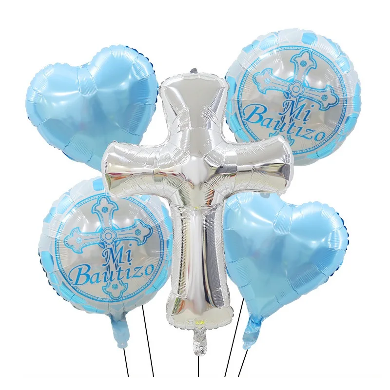 God Bless Balloons, Jesus Cross Balloons, First Holy Communion Party, Baby Shower, Easter Baptism, Forked Christening Decor