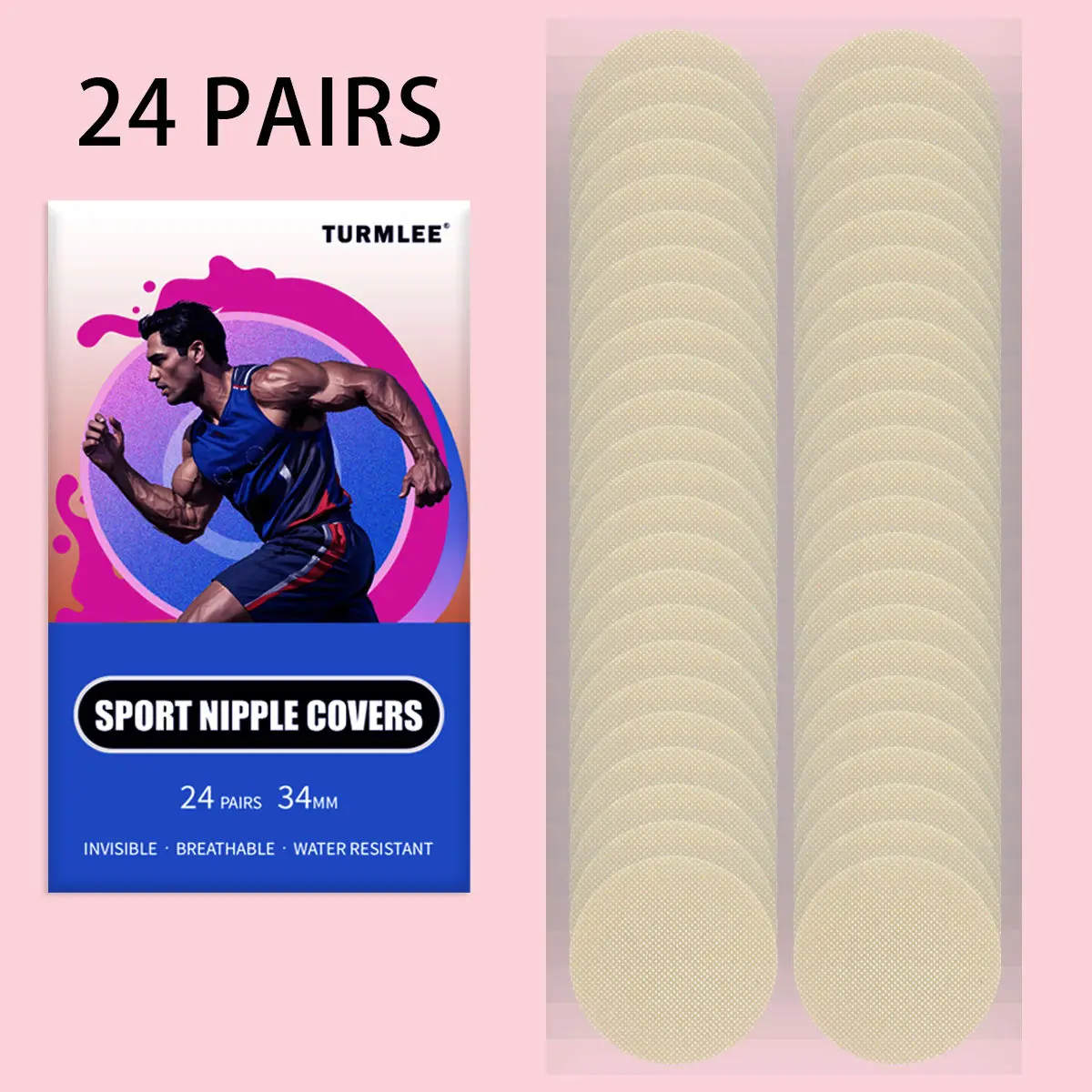24Pairs المتاح مقاوم للماء تشغيل الحلمة يغطي للرجال تنفس غير مرئية الرياضة الحلمات ملصق المهنية الصدر التصحيح
