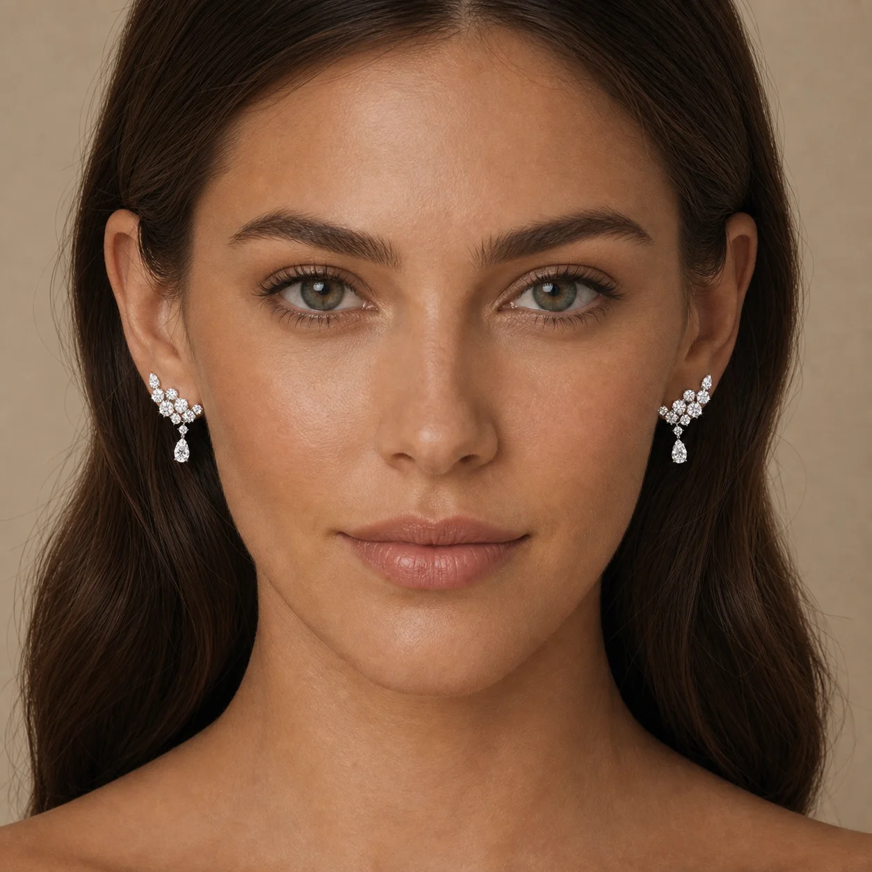 S925 Sterling Silver Pear-Shaped Moissanite Cluster Earrings High-End Luxurious Women's Full Moissanite Stud Earrings