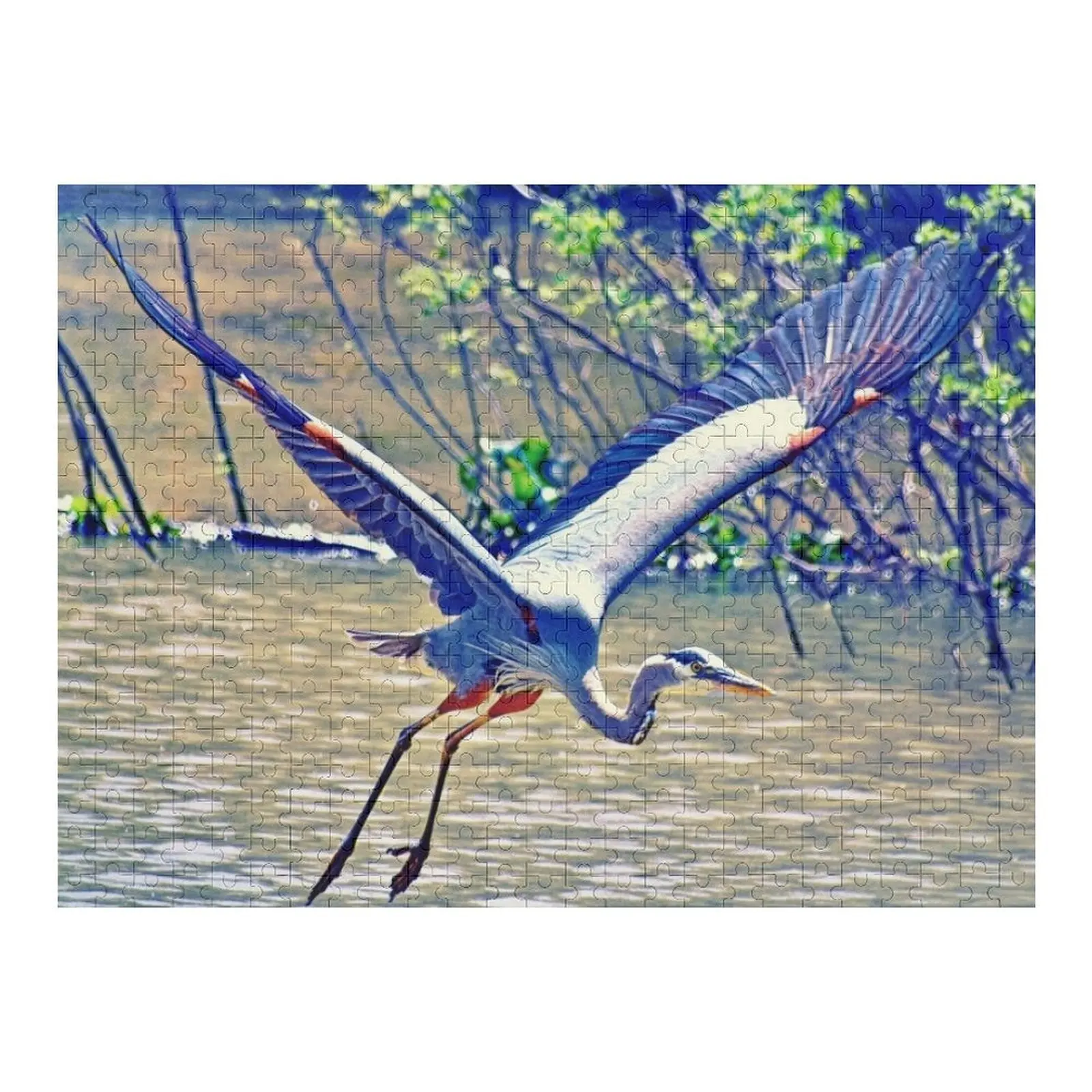 Flying (Blue Heron) Quebra-cabeça personalizado com foto quebra-cabeça personalizado