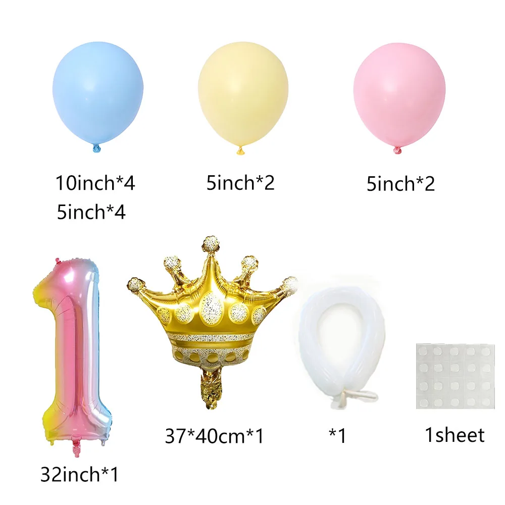 16pcs Rainbow Number Foil Balloon set 32inch 0123456789 Crown Balloon Wedding Decorations Happy Birthday Unicorn Party Supplies