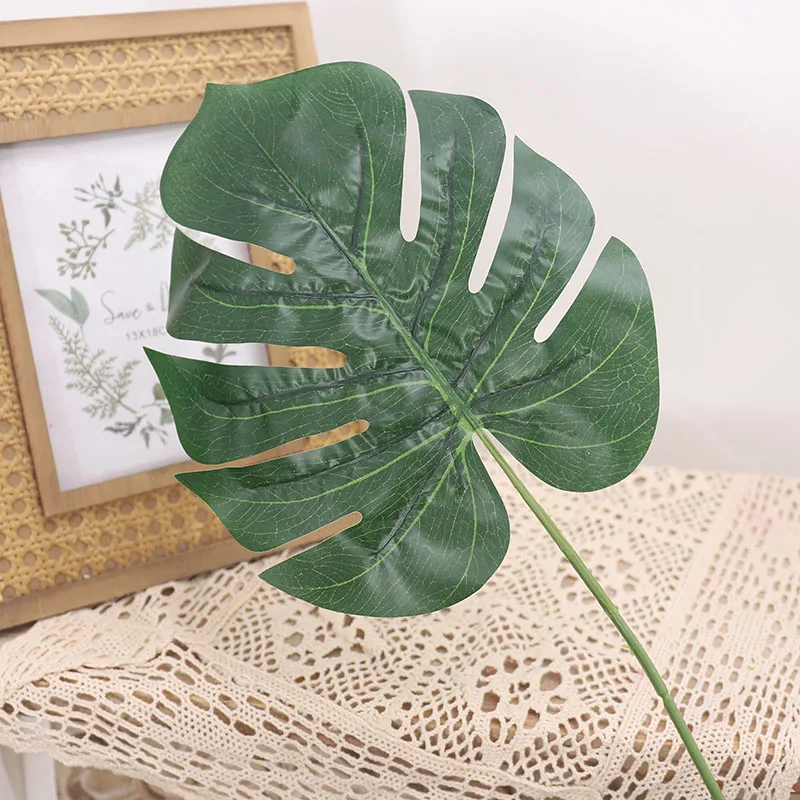 Artificial Plant Green Monstera Tropical Palm Plastic Tree Leave Decorative Fake Flower DIY Garden Wedding Home Decor Accessory