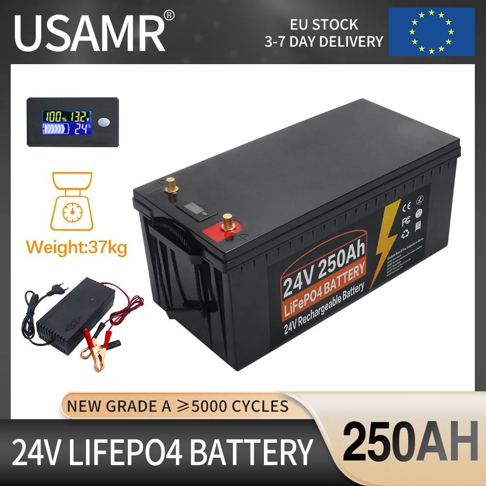 12V 24V 600Ah 300Ah 200Ah 100AH Built-in BMS Lithium Iron Phosphate LiFePO4 Battery 5000+ Cycles For RV Campers Golf Cart Solar