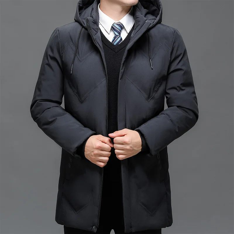 Spring and Autumn Winter Casual Solid Color Thick Warm Long Sleeve Hooded Cotton Jacket Coat for Men