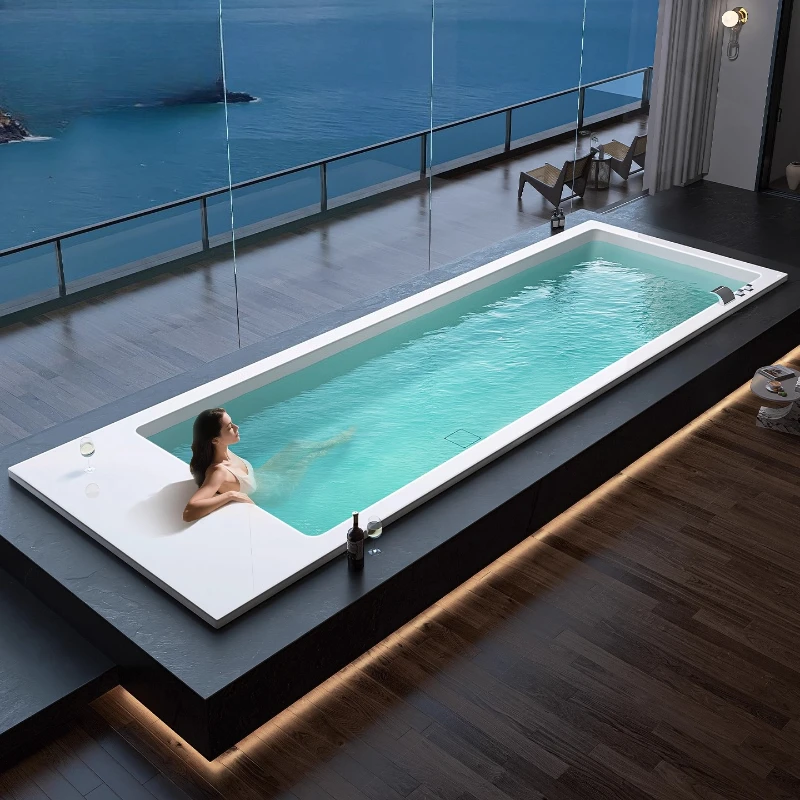 Quadratische eingebettete Hotelvilla, große Familiensbadewanne mit flachem Boden, Paar, Acryl, 4,5 Meter Bad