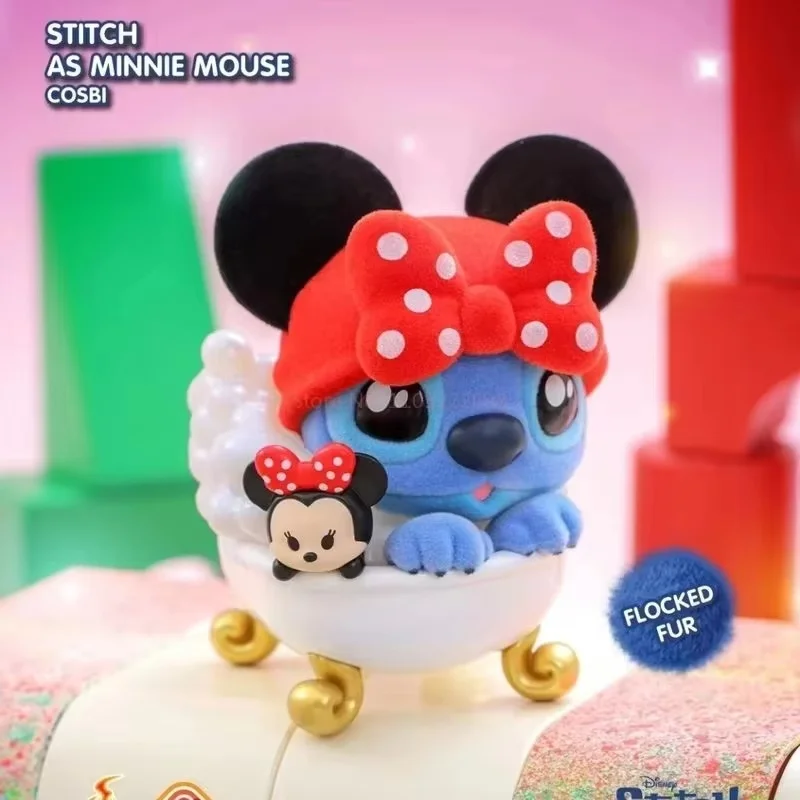 Zabawka kolekcjonerska Disney Crazy Series - Figurka z kreskówki w niespodziance, Myszka Miki i Stitch, modna dekoracja na biurko dla dzieci, prezent na Boże Narodzenie