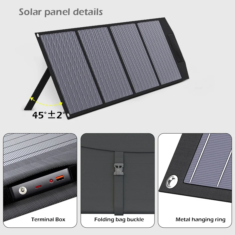 1000W Foldable Solar Panel 12V Charging 10000mAh Lithium Iron Phosphate Battery Suitable for Outdoor Camping, Car Charging