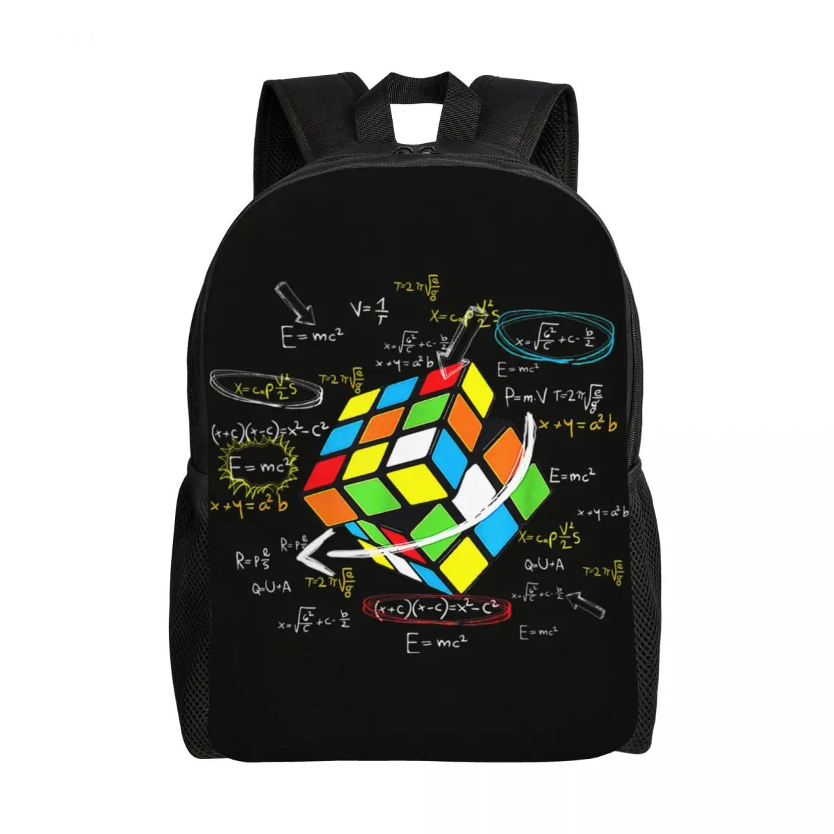 Customized Math Rubik Rubix Cube Caps Travel Backpack Women Men School Computer Bookbag College Student Daypack Bags