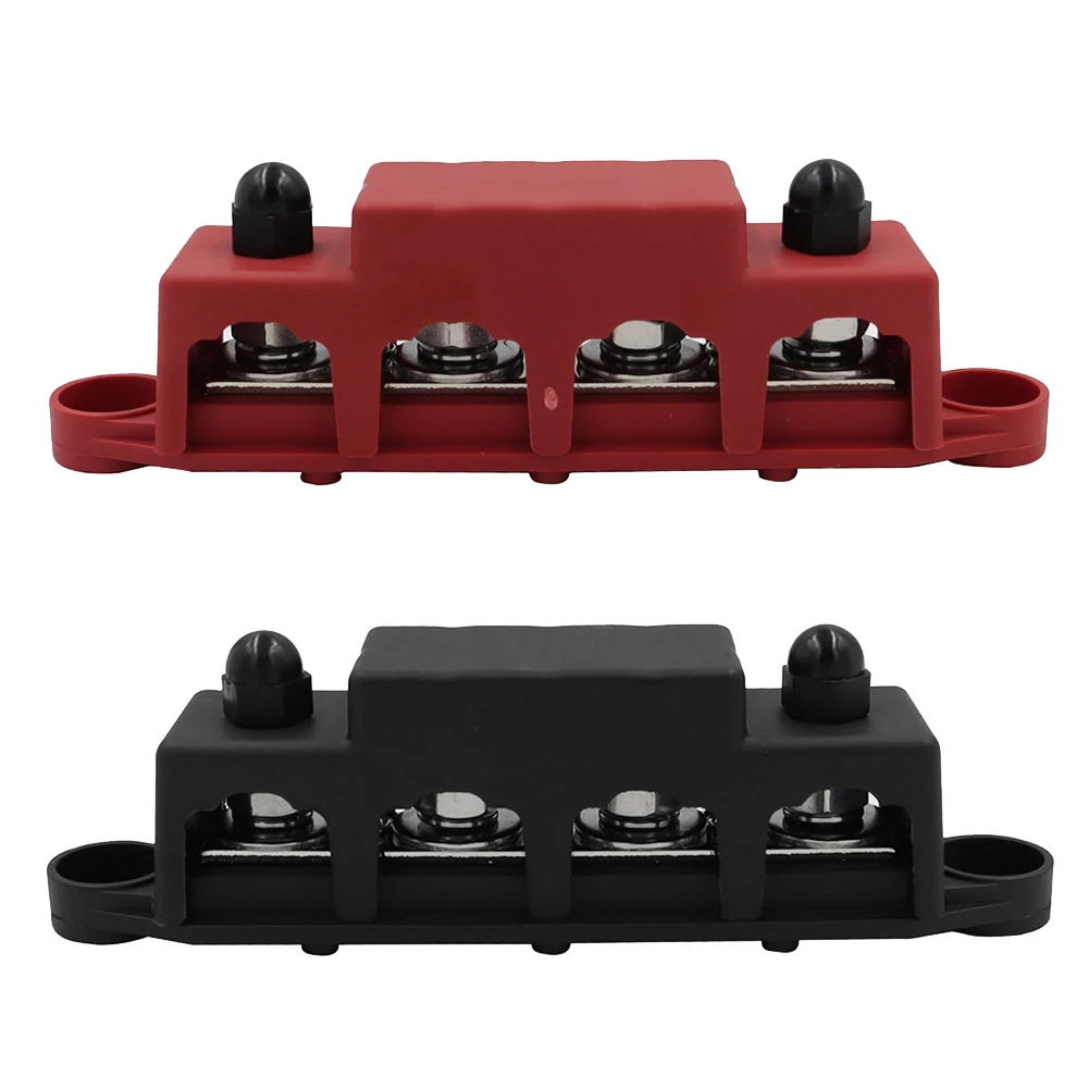 2Pcs M8 M10 250A 4 Post Power Distribution Block Terminal Studs Wiring Busbar Battery for Car Rv-Marine Organizer Box