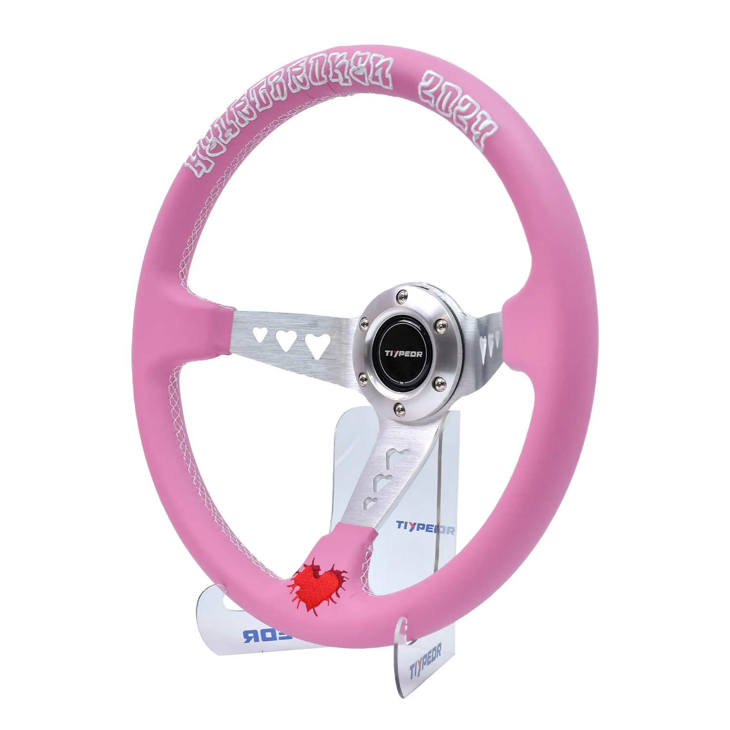 

Heart Leather JDM Style Heartbreak Series Pink Embroidery Custom Steering Wheel