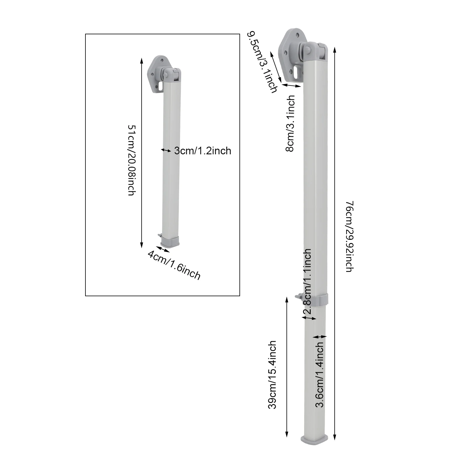 Höhenverstellbares Tischbein 20,08-29,92 Zoll, faltbare Tischstütze 55 lbs, Aluminiumlegierung für Wohnmobil-Schreibtisch, Yacht – Detail 4