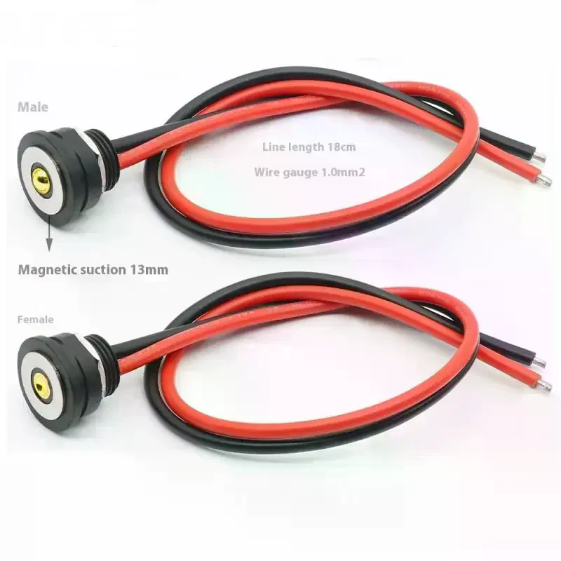 1pc Male/Female Connector Magnetic Data Cable 10a High Current Magnetic Charging Cable Single Core Contact Pogopin Connector