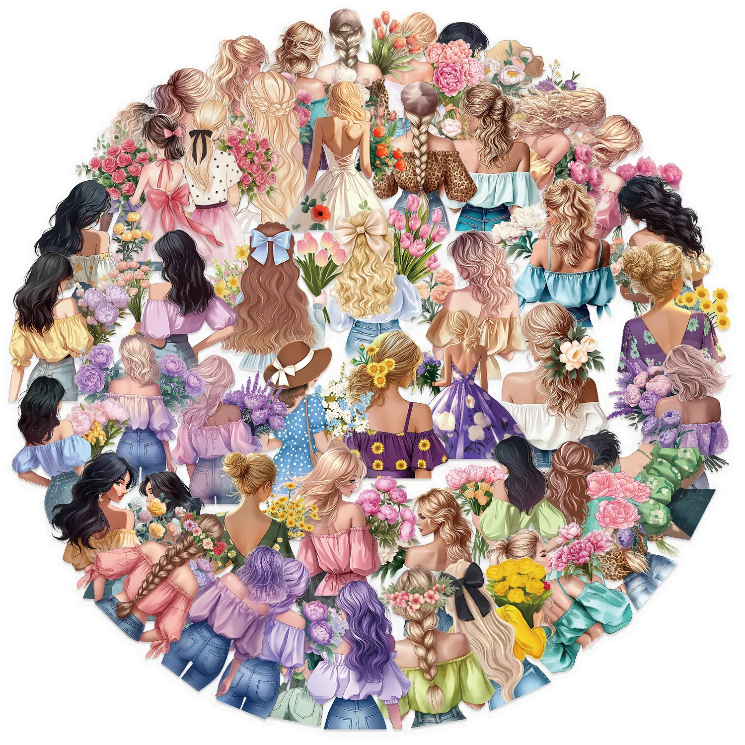 50 個フラワーガール透明漫画ステッカー落書きスクラップブッキング電話スケートボード防水クールデカールパック