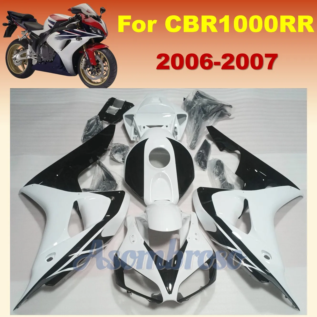 

Motorcycle ZXMT Parts Fairings Kit Fit for HONDA CBR 1000RR 2006 2007 CBR1000RR 06 07 CBR 1000RR Black White Bodywork